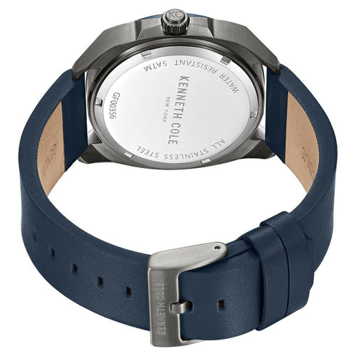 Kenneth Cole Quartz Multifunction Blue Dial Leather Strap Watch for Men-Ntkcwgf0035601mn
