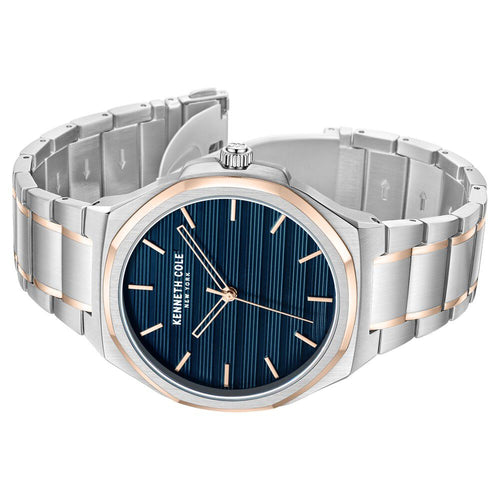 Kenneth Cole Quartz Analog Blue Dial Stainless Steel Strap Watch for Men-Ntkcwgg0034506mn