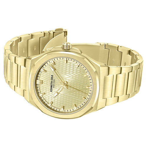 Kenneth Cole Quartz Analog Golden Dial Stainless Steel Strap Watch for Men-Ntkcwgg0047001mn