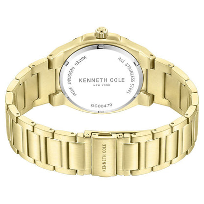 Kenneth Cole Quartz Analog Golden Dial Stainless Steel Strap Watch for Men-Ntkcwgg0047001mn