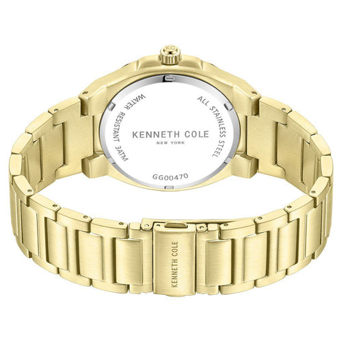 Kenneth Cole Quartz Analog Golden Dial Stainless Steel Strap Watch for Men-Ntkcwgg0047001mn