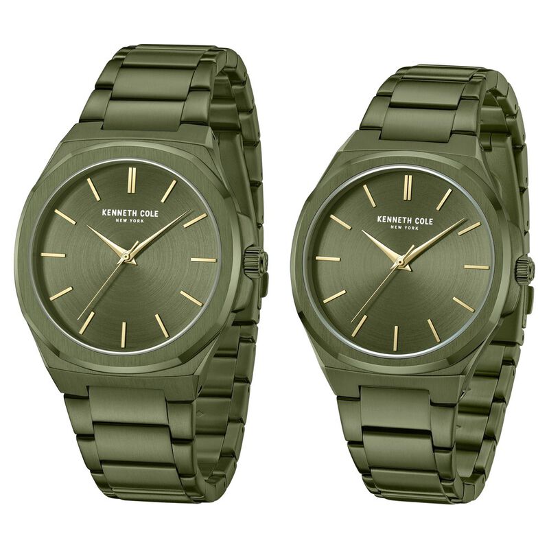 Kenneth Cole Kenneth Cole Quartz Analog Green Dial With Green Stainless Steel Strap Watch for Couple NTKCWGG0049301GLPA