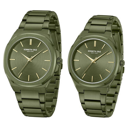 Kenneth Cole Kenneth Cole Quartz Analog Green Dial With Green Stainless Steel Strap Watch for Couple NTKCWGG0049301GLPA