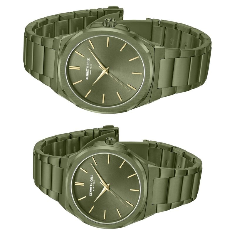 Kenneth Cole Kenneth Cole Quartz Analog Green Dial With Green Stainless Steel Strap Watch for Couple NTKCWGG0049301GLPA