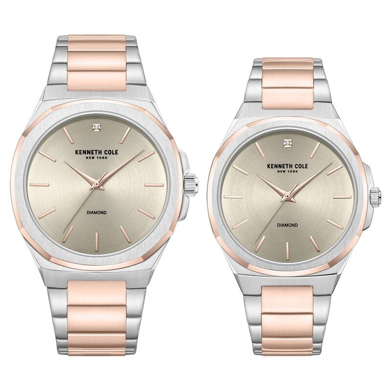Kenneth Cole Kenneth Cole Quartz Analog Grey Dial With Rose Gold Stainless Steel Strap Watch for Couple NTKCWGG0049401GLPA