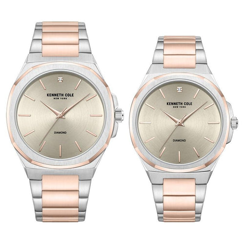 Kenneth Cole Kenneth Cole Quartz Analog Grey Dial With Rose Gold Stainless Steel Strap Watch for Couple NTKCWGG0049401GLPA