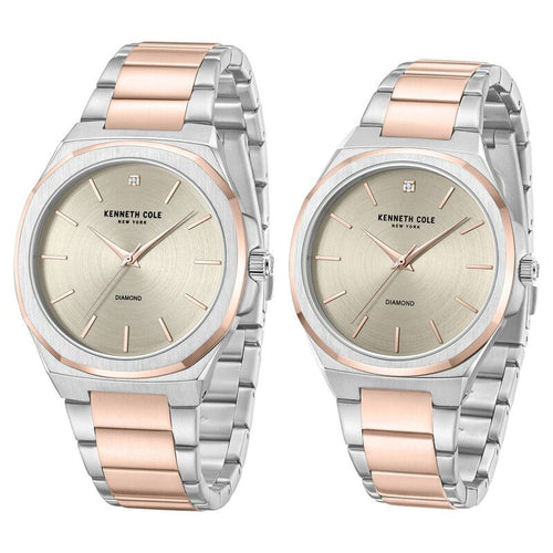 Kenneth Cole Kenneth Cole Quartz Analog Grey Dial With Rose Gold Stainless Steel Strap Watch for Couple NTKCWGG0049401GLPA