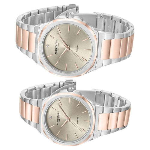 Kenneth Cole Kenneth Cole Quartz Analog Grey Dial With Rose Gold Stainless Steel Strap Watch for Couple NTKCWGG0049401GLPA