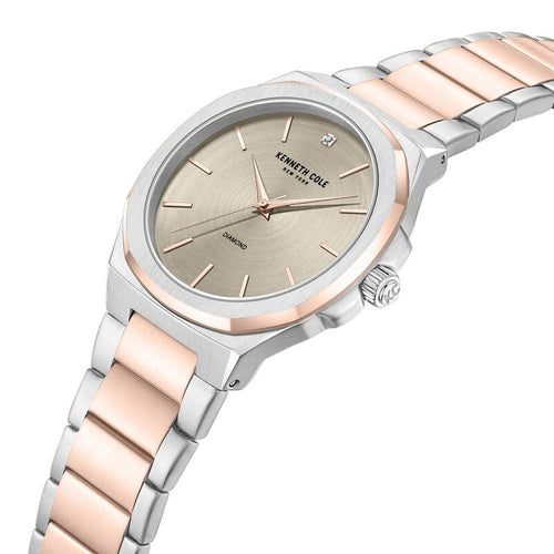 Kenneth Cole Kenneth Cole Quartz Analog Grey Dial With Rose Gold Stainless Steel Strap Watch for Couple NTKCWGG0049401GLPA