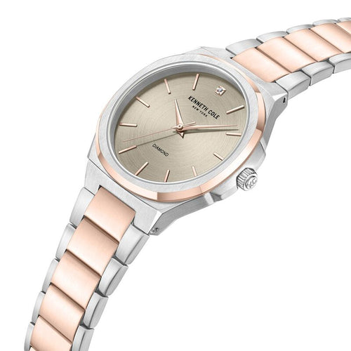 Kenneth Cole Kenneth Cole Quartz Analog Grey Dial With Rose Gold Stainless Steel Strap Watch for Couple NTKCWGG0049401GLPA