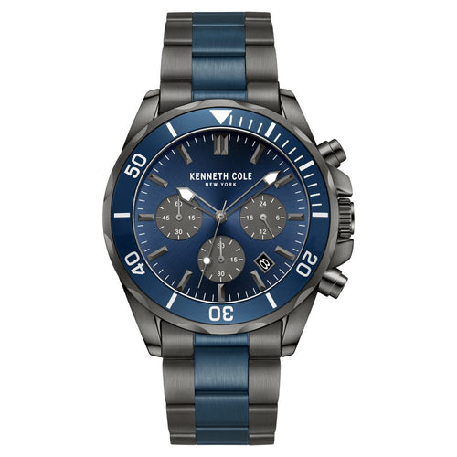 Kenneth Cole Quartz Chronograph Blue Dial Watch For Men With Two Toned Stainless Steel Strap NTKCWGI0027104MNW