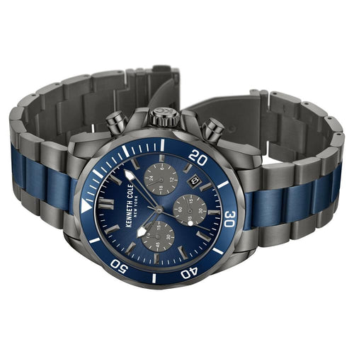 Kenneth Cole Quartz Chronograph Blue Dial Stainless Steel Strap Watch for Men-Ntkcwgi0027104mn