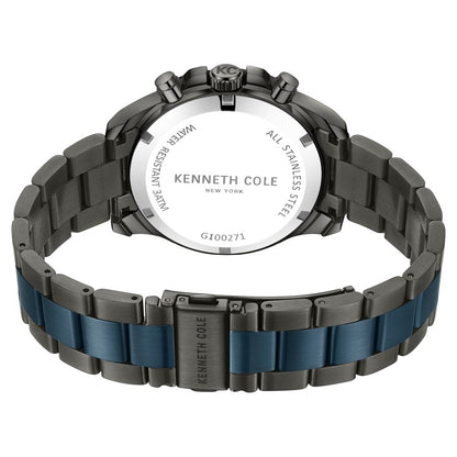 Kenneth Cole Quartz Chronograph Blue Dial Watch For Men With Two Toned Stainless Steel Strap NTKCWGI0027104MNW