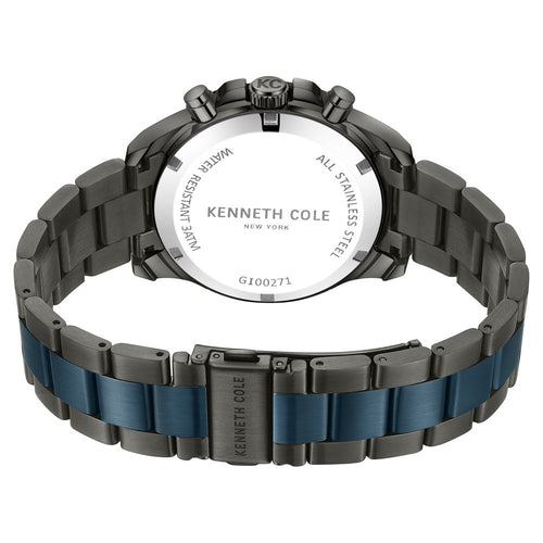 Kenneth Cole Quartz Chronograph Blue Dial Watch For Men With Two Toned Stainless Steel Strap NTKCWGI0027104MNW