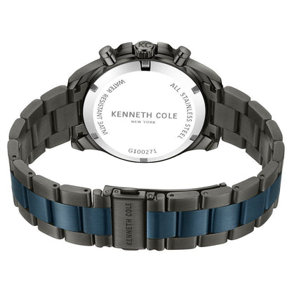 Kenneth Cole Quartz Chronograph Blue Dial Stainless Steel Strap Watch for Men-Ntkcwgi0027104mn