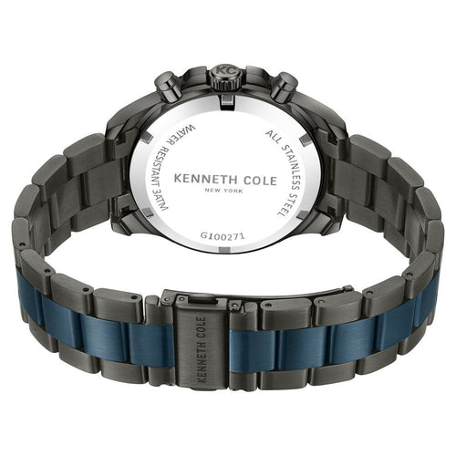 Kenneth Cole Quartz Chronograph Blue Dial Stainless Steel Strap Watch for Men-Ntkcwgi0027104mn