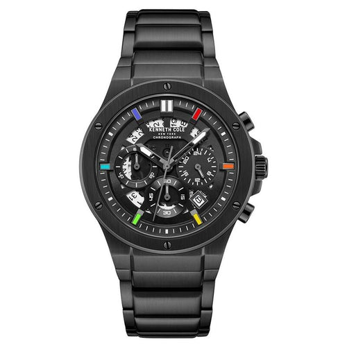 Kenneth Cole Quartz Chronograph Black Dial Black Stainless Steel Strap Watch For Men KCWGI0058301MN