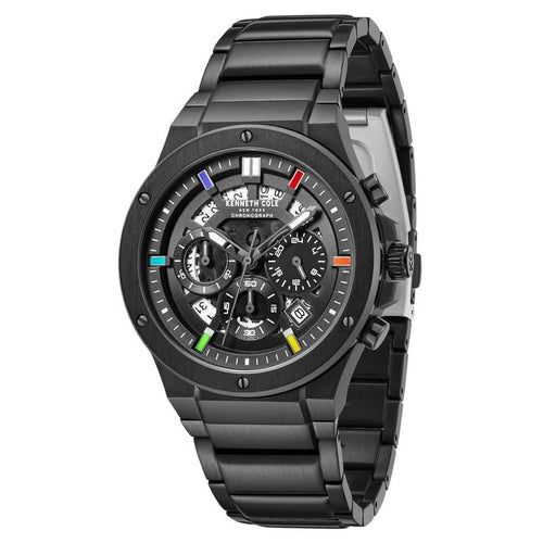 Kenneth Cole Quartz Chronograph Black Dial Black Stainless Steel Strap Watch For Men KCWGI0058301MN