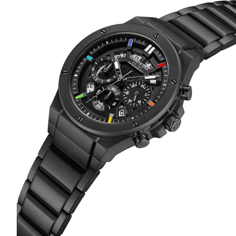 Kenneth Cole Quartz Chronograph Black Dial Black Stainless Steel Strap Watch For Men KCWGI0058301MN