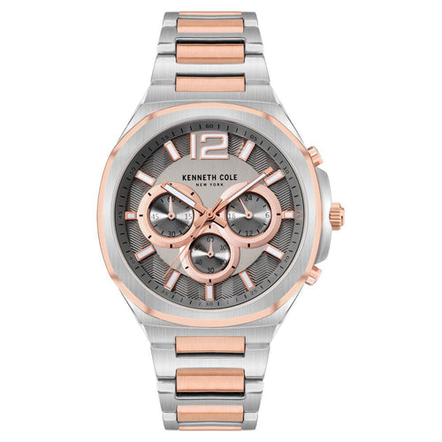 Kenneth Cole Quartz Chronograph Grey Dial Two Toned Stainless Steel Strap Watch for - NTKCWGI2104902MN