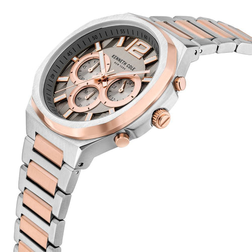 Kenneth Cole Quartz Chronograph Grey Dial Two Toned Stainless Steel Strap Watch for - NTKCWGI2104902MN