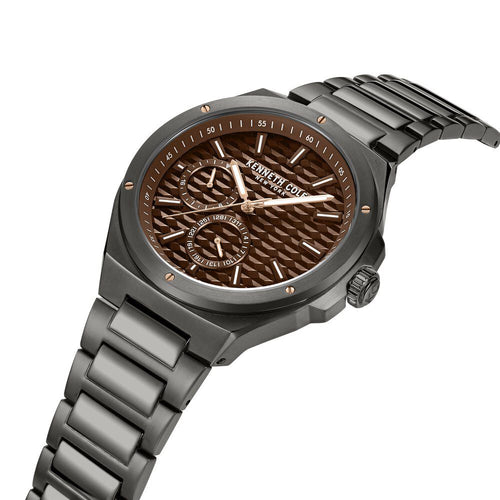 Kenneth Cole Quartz Multifunction Brown Dial Stainless Steel Strap Watch for Men-Ntkcwgk0035404mn