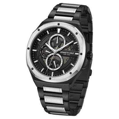 Kenneth Cole Multifunction Black Dial Stainless Steel Strap Watch for Men KCWGK0047203MN