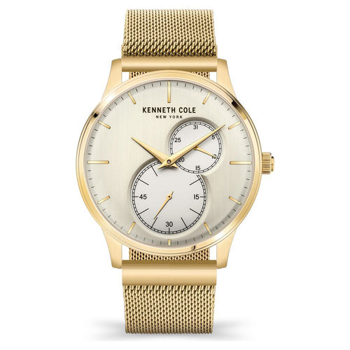 Kenneth Cole Quartz Analog Champagne Dial Stainless Steel Strap Watch for Men-Ntkcwgk2125202mn