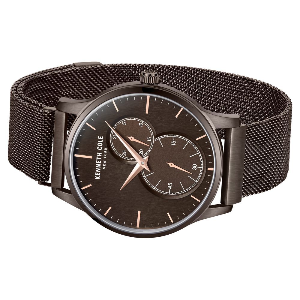 Kenneth Cole Multifunction Brown Dial Stainless Steel Strap Watch for Men-Ntkcwgk2125204mn