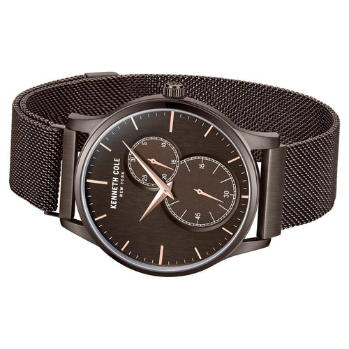 Kenneth Cole Multifunction Brown Dial Stainless Steel Strap Watch for Men-Ntkcwgk2125204mn