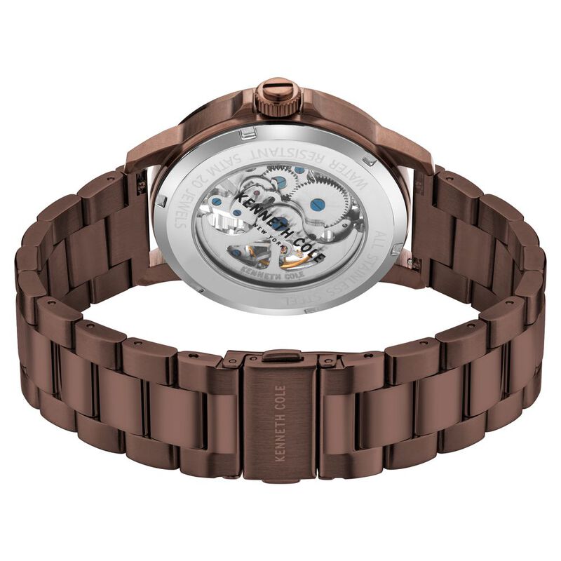 Kenneth Cole Automatic Silver Dial Leather Strap Watch for Men NTKCWGY2104102MN