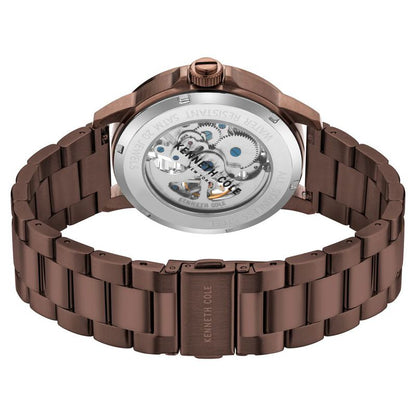 Kenneth Cole Automatic Silver Dial Leather Strap Watch for Men NTKCWGY2104102MN
