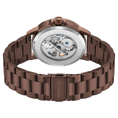 Kenneth Cole Automatic Silver Dial Leather Strap Watch for Men NTKCWGY2104102MN