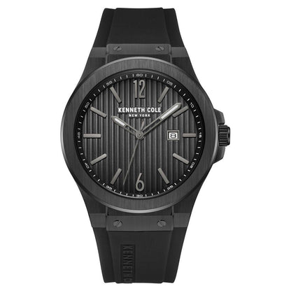 Kenneth Cole Quartz Analog with Date Black Dial Silicone Strap Watch for Men-Ntkcwgn0034404mn