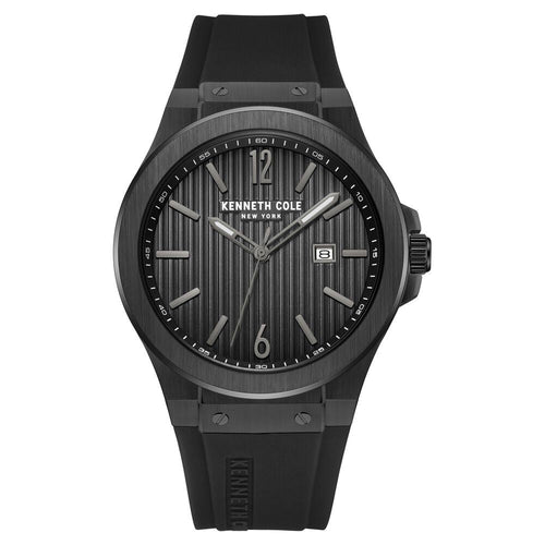 Kenneth Cole Quartz Analog with Date Black Dial Silicone Strap Watch for Men-Ntkcwgn0034404mn