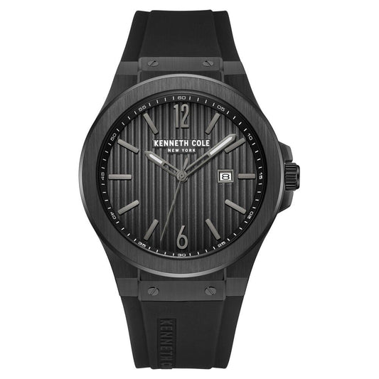 Kenneth Cole Quartz Analog with Date Black Dial Silicone Strap Watch for Men-Ntkcwgn0034404mn