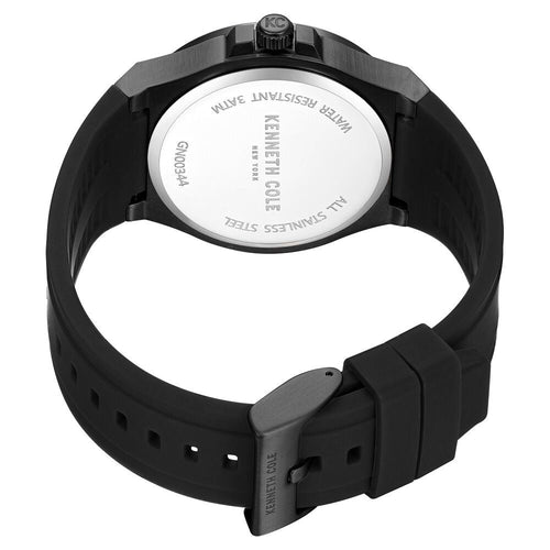 Kenneth Cole Quartz Analog with Date Black Dial Silicone Strap Watch for Men-Ntkcwgn0034404mn