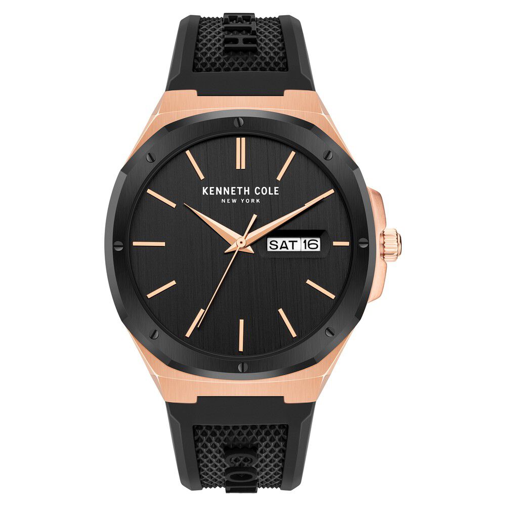 Kenneth Cole Quartz Analog Black Dial Black Silicone Strap Watch for Men-Ntkcwgn2104801mn