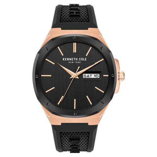 Kenneth Cole Quartz Analog Black Dial Black Silicone Strap Watch for Men-Ntkcwgn2104801mn