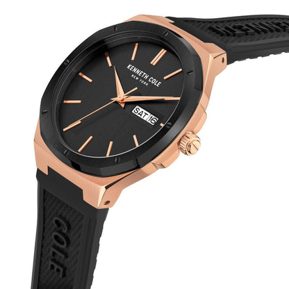 Kenneth Cole Quartz Analog Black Dial Black Silicone Strap Watch for Men-Ntkcwgn2104801mn