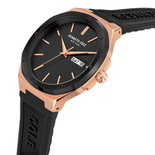 Kenneth Cole Quartz Analog Black Dial Black Silicone Strap Watch for Men-Ntkcwgn2104801mn