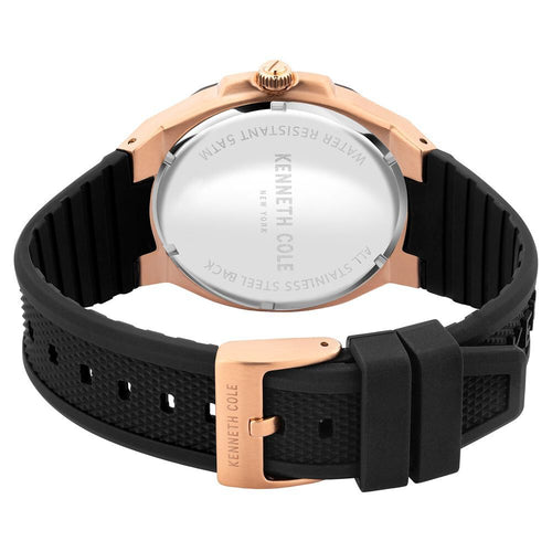 Kenneth Cole Quartz Analog Black Dial Black Silicone Strap Watch for Men-Ntkcwgn2104801mn