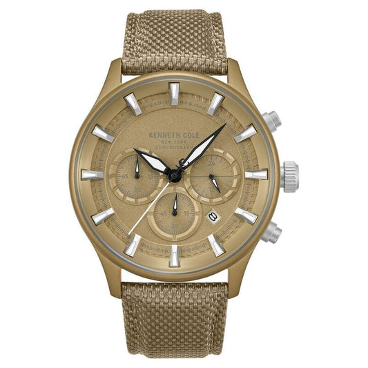 Kenneth Cole Quartz Chronograph Khaki Dial Brown Nylon Strap Watch For Men KCWGO0058403MNW