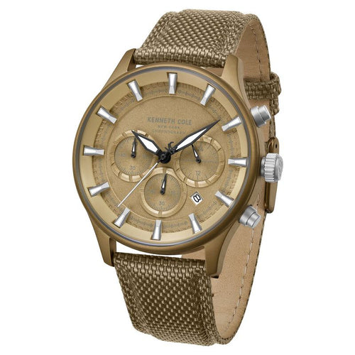 Kenneth Cole Quartz Chronograph Khaki Dial Brown Nylon Strap Watch For Men KCWGO0058403MNW