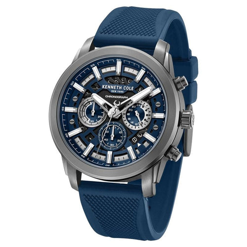 Kenneth Cole Quartz Multifunction Blue Dial Blue Colour Silicone Strap Watch For Men KCWGO0067701MN