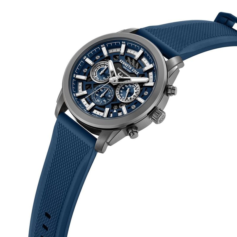 Kenneth Cole Quartz Multifunction Blue Dial Blue Colour Silicone Strap Watch For Men KCWGO0067701MN
