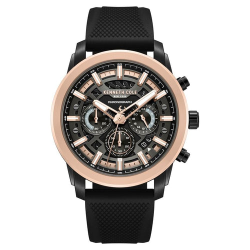 Kenneth Cole Quartz Multifunction Black Dial Black Colour Silicone Strap Watch For Men KCWGO0067702MNW