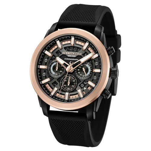Kenneth Cole Quartz Multifunction Black Dial Black Colour Silicone Strap Watch For Men KCWGO0067702MNW