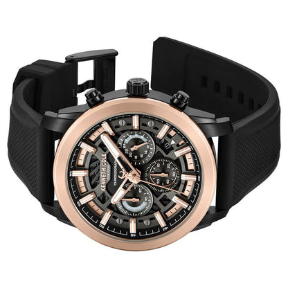 Kenneth Cole Quartz Multifunction Black Dial Black Colour Silicone Strap Watch For Men KCWGO0067702MNW