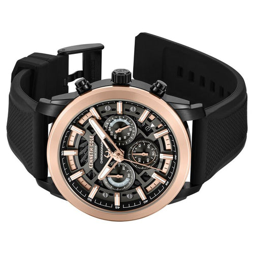 Kenneth Cole Quartz Multifunction Black Dial Black Colour Silicone Strap Watch For Men KCWGO0067702MNW